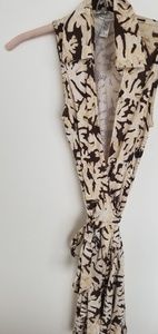 DV 100% silk coral printed sleeveless wrap dress